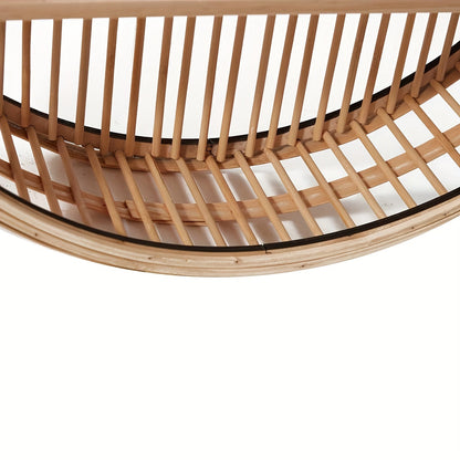 Handmade Round Bamboo Wall Shelf – Boho 2-Tier Floating Organizer for Plants, Books & Decor in Living Room & Bathroom