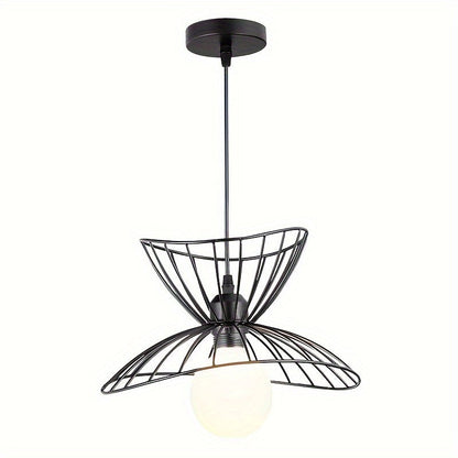 Retro Black Petal Pendant Light – Adjustable Industrial Open Metal Shade Hanging Lamp for Dining Table, Kitchen & Bar