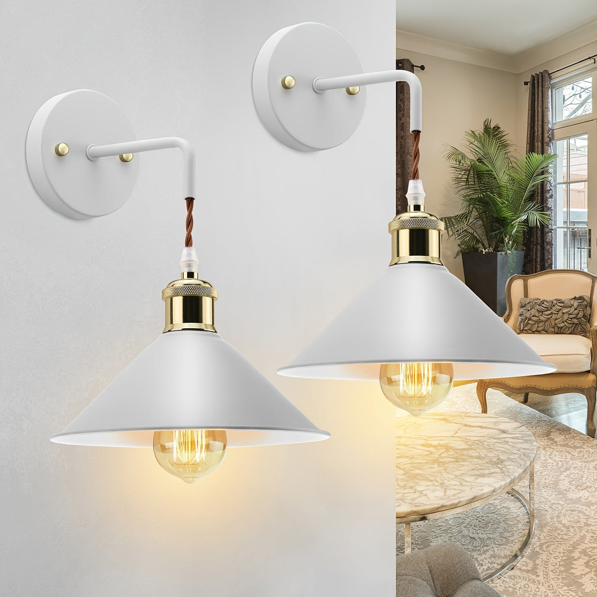 Modern Industrial Metal Wall Sconce Set of 2 – Oil-Rubbed Finish Wall Light Fixtures for Bedroom, Hallway & Cafe