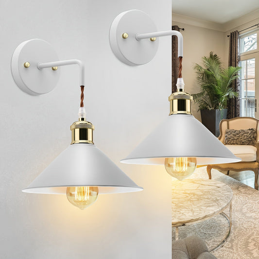 Modern Industrial Metal Wall Sconce Set of 2 – Oil-Rubbed Finish Wall Light Fixtures for Bedroom, Hallway & Cafe
