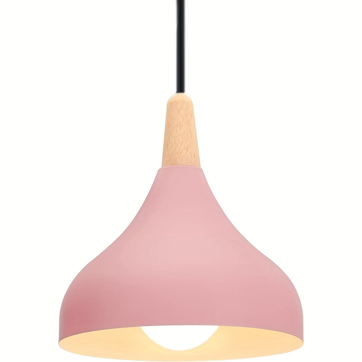 Modern Teardrop Metal & Wood Pendant Light – Scandinavian Hanging Lamp with 100 cm Adjustable Cord in 9 Colors