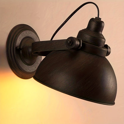 Industrial Vintage Adjustable Wall Sconce – Retro Matte Black Metal Swing Arm Wall Light for Bedroom, Hallway & Cafe