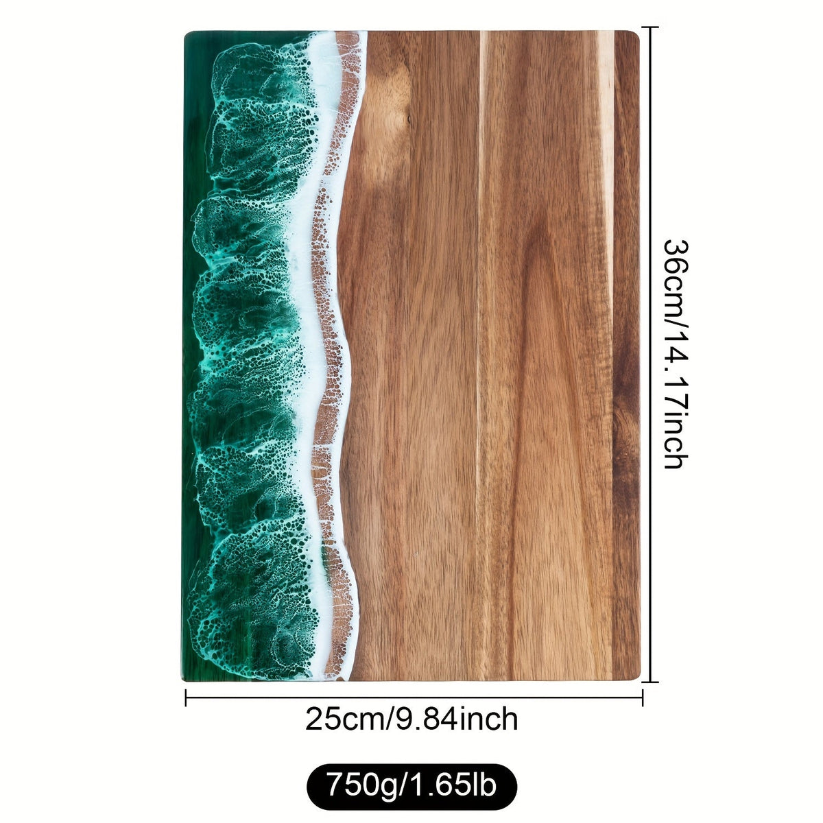 Ocean Wave Resin & Acacia Wood Cutting Board – Handcrafted Cheese, Charcuterie & Serving Board with River Resin Design