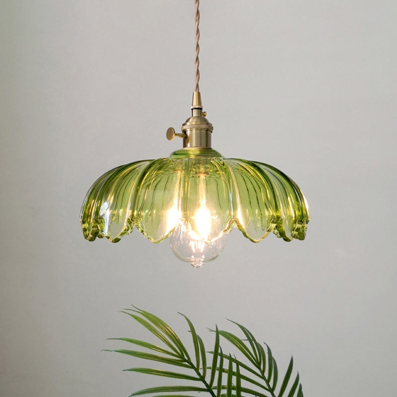 Vintage Flower Glass Pendant Light – Colorful Floral Hanging Lamp for Kitchen Island, Dining Room & Bedroom