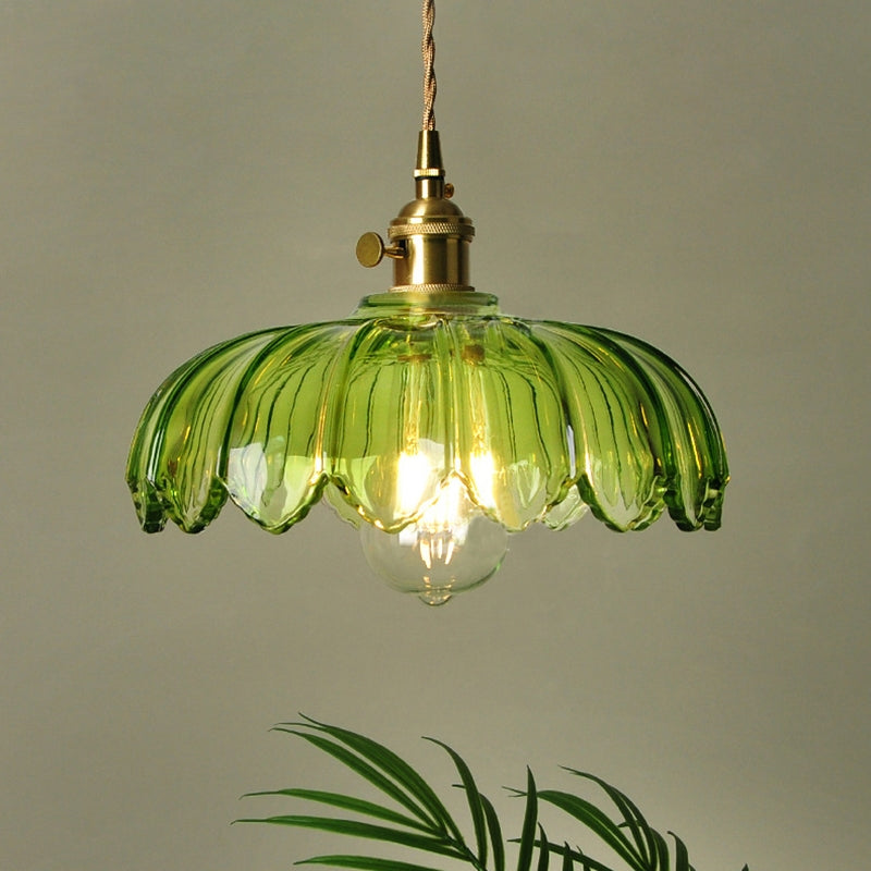 Vintage Flower Glass Pendant Light – Colorful Floral Hanging Lamp for Kitchen Island, Dining Room & Bedroom
