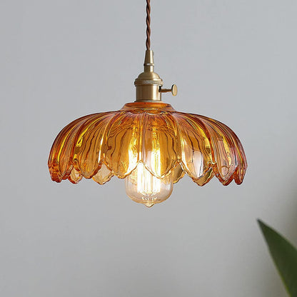 Vintage Flower Glass Pendant Light – Colorful Floral Hanging Lamp for Kitchen Island, Dining Room & Bedroom
