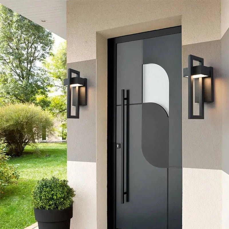 Modern Scandinavian Outdoor LED Wall Light – Geometric Aluminum & Acrylic Rectangular Fixture, 10W or 12W, Warm or Cool White