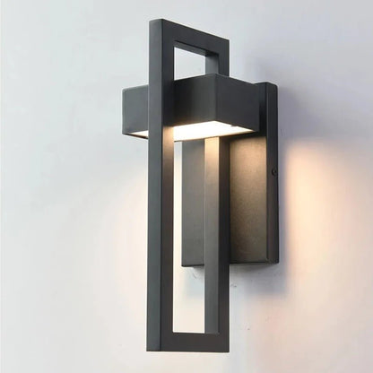 Modern Scandinavian Outdoor LED Wall Light – Geometric Aluminum & Acrylic Rectangular Fixture, 10W or 12W, Warm or Cool White