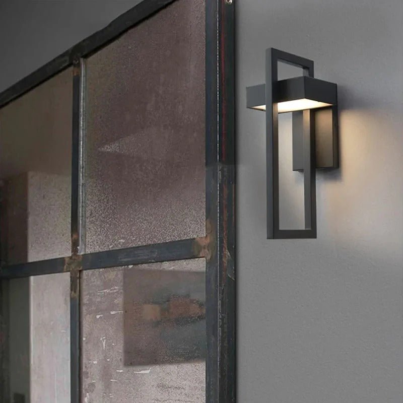 Modern Scandinavian Outdoor LED Wall Light – Geometric Aluminum & Acrylic Rectangular Fixture, 10W or 12W, Warm or Cool White