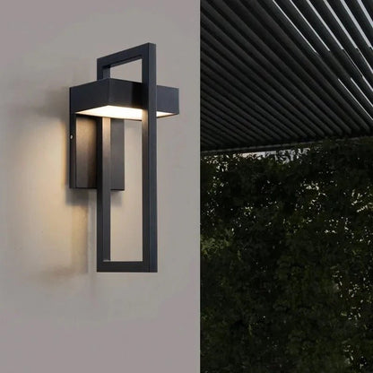 Modern Scandinavian Outdoor LED Wall Light – Geometric Aluminum & Acrylic Rectangular Fixture, 10W or 12W, Warm or Cool White