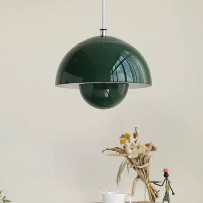 Flora Layered Dome LED Pendant Light – Modern Nordic Retro Ceiling Lamp in Black, White, Green or Orange for Kitchen & Dining