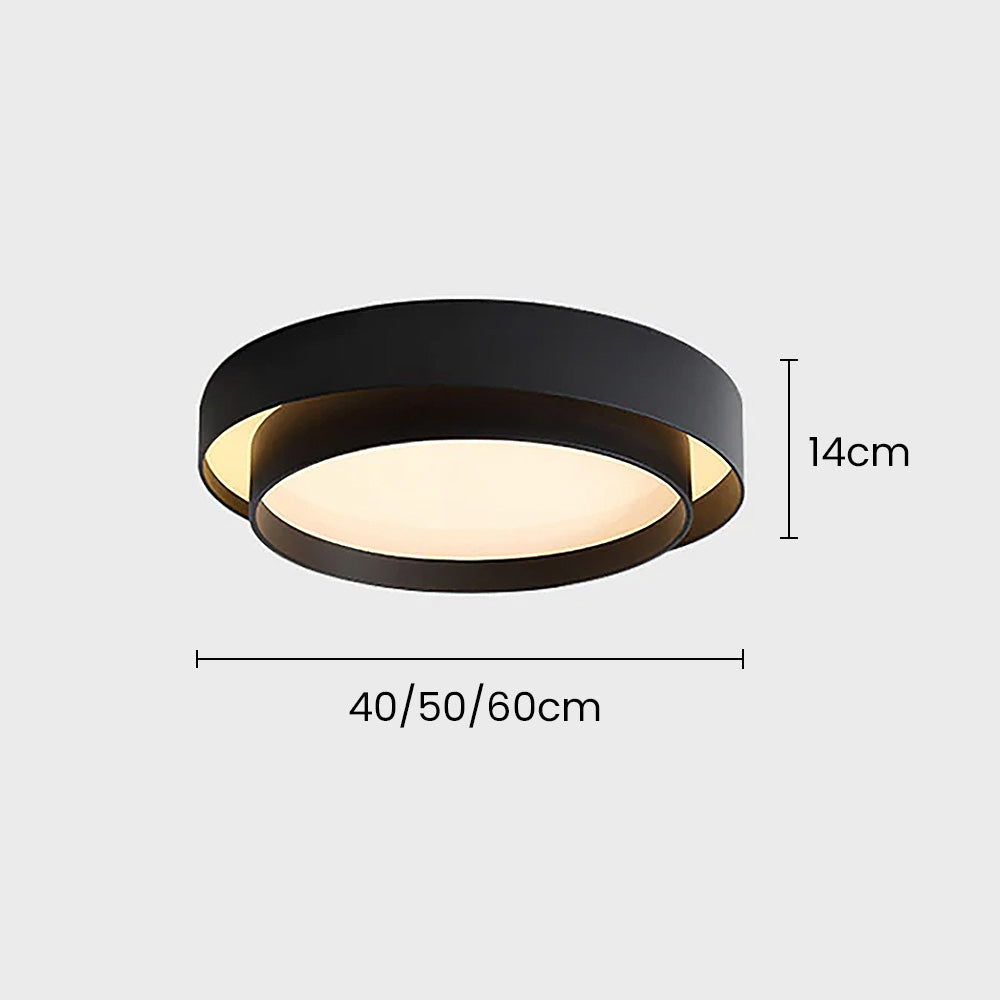 Modern Nordic Round LED Ceiling Light – Minimalist Flush Mount Fixture in Black or White, 40 to 60 cm for Living Room & Bedroom