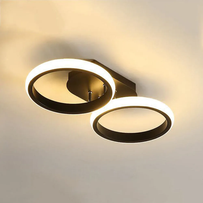 Halo Overlapping Ring LED Ceiling Light – Modern 2 or 3 Ring Flush Mount Fixture, Warm or Cool White for Living Room