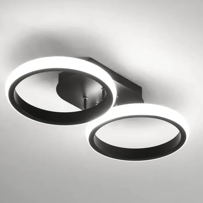 Halo Overlapping Ring LED Ceiling Light – Modern 2 or 3 Ring Flush Mount Fixture, Warm or Cool White for Living Room