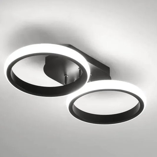 Halo Overlapping Ring LED Ceiling Light – Modern 2 or 3 Ring Flush Mount Fixture, Warm or Cool White for Living Room