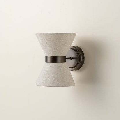 Aged Bronze & Linen Shade Wall Sconce – Timeless Modern Wall Light with Soft Warm Glow for Bedroom, Hallway & Living Room