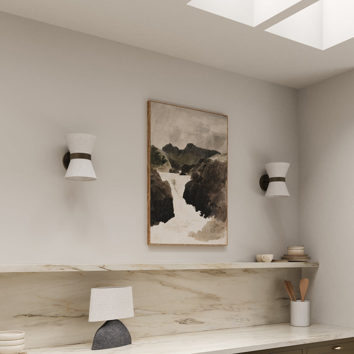 Aged Bronze & Linen Shade Wall Sconce – Timeless Modern Wall Light with Soft Warm Glow for Bedroom, Hallway & Living Room