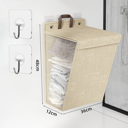 Wallora Foldable Wall-Mounted Laundry Basket – No-Drill Adhesive Clothes Hamper, Space-Saving Bathroom & Laundry Organizer