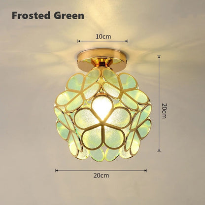 Nordic Petal Flower Ceiling Light – Acrylic Petal Ball Aisle Lamp with Gold Frame, 3-Color Light for Hallway & Bedroom