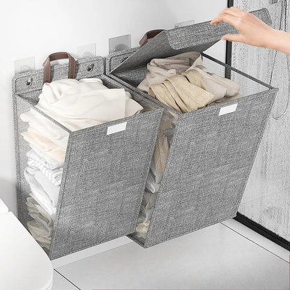 Wallora Foldable Wall-Mounted Laundry Basket – No-Drill Adhesive Clothes Hamper, Space-Saving Bathroom & Laundry Organizer