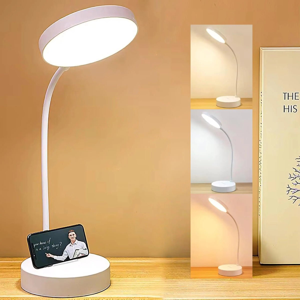 Rechargeable LED Desk Lamp with Adjustable Swan Neck – Eye-Friendly Flicker-Free Reading Light, 3 Modes & Touch Dimming