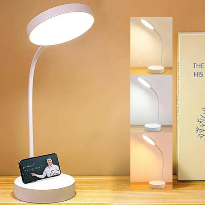 Rechargeable LED Desk Lamp with Adjustable Swan Neck – Eye-Friendly Flicker-Free Reading Light, 3 Modes & Touch Dimming