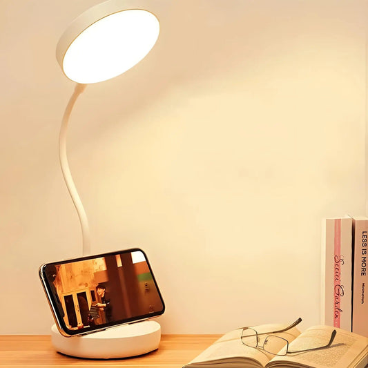 Rechargeable LED Desk Lamp with Adjustable Swan Neck – Eye-Friendly Flicker-Free Reading Light, 3 Modes & Touch Dimming
