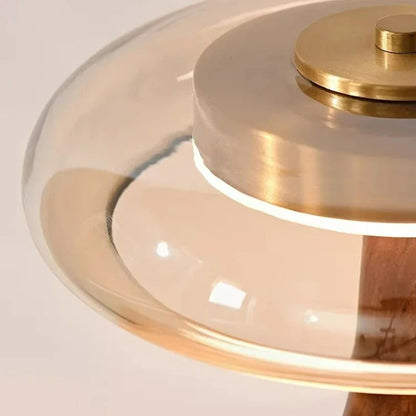 Andi Walnut, Brass & Glass Table Lamp – Modern 3-Setting LED Accent Lamp for Living Room, Bedroom & Study, 2 Sizes