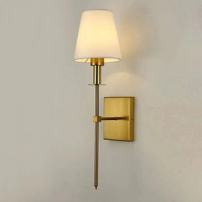 Nordic Elegance LED Wall Sconce – Iron Frame with Fabric Lampshade, Energy-Saving Bedside Wall Light in Gold or Black