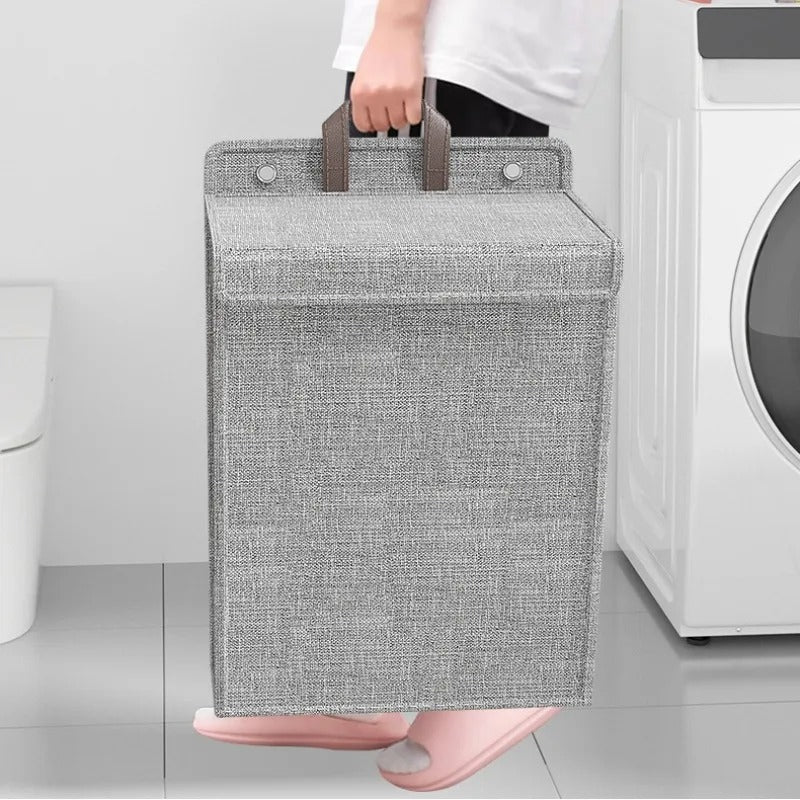 Wallora Foldable Wall-Mounted Laundry Basket – No-Drill Adhesive Clothes Hamper, Space-Saving Bathroom & Laundry Organizer