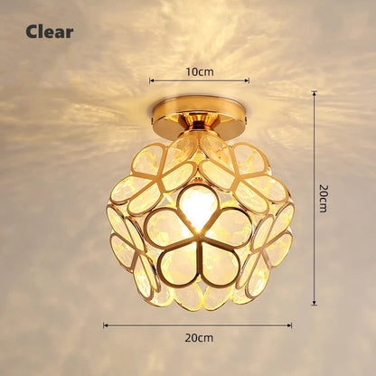 Nordic Petal Flower Ceiling Light – Acrylic Petal Ball Aisle Lamp with Gold Frame, 3-Color Light for Hallway & Bedroom