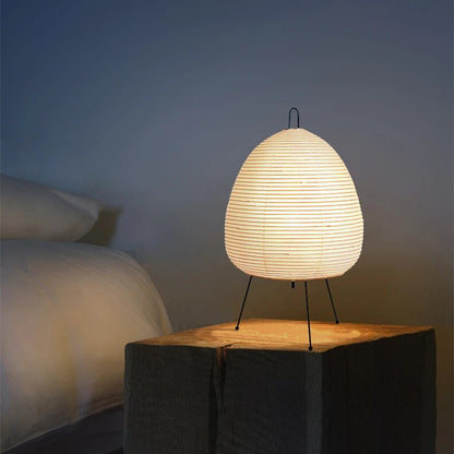 Japanese Rice Paper Table Lamp – Handmade Washi Lantern-Style Zen LED Lamp with Soft Warm Glow for Bedroom & Living Room