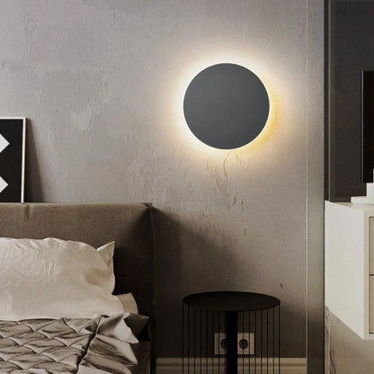 Minimalist Round LED Wall Light – Sleek Nordic 20 cm Warm White Wall Sconce in Black, White or Grey for Hallway & Stairs