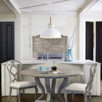 Modern Scandinavian Metal Dome Pendant Light – Adjustable 200 cm Cord Hanging Lamp in 9 Colors for Kitchen Island & Bar