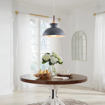 Modern Scandinavian Metal Dome Pendant Light – Adjustable 200 cm Cord Hanging Lamp in 9 Colors for Kitchen Island & Bar