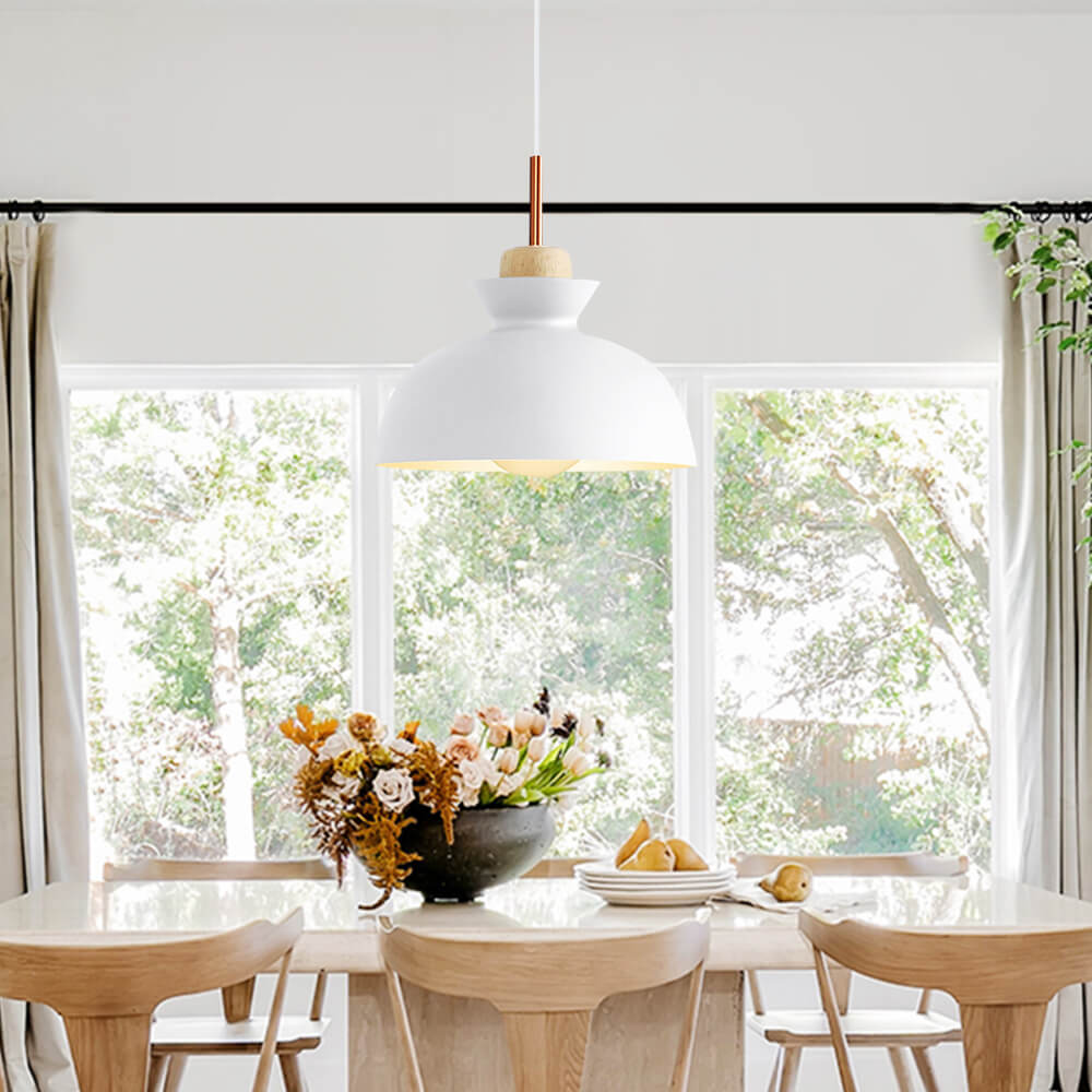 Modern Scandinavian Metal Dome Pendant Light – Adjustable 200 cm Cord Hanging Lamp in 9 Colors for Kitchen Island & Bar