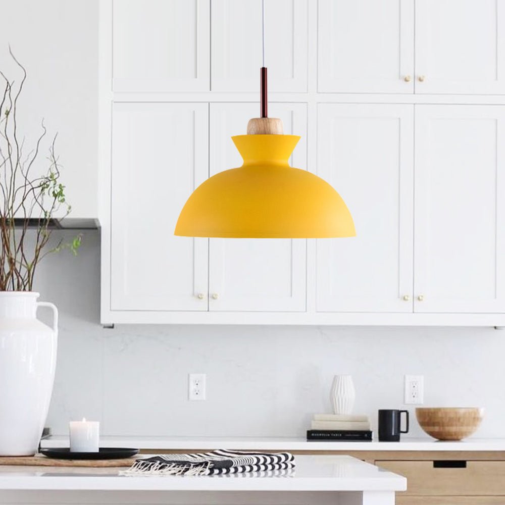 Modern Scandinavian Metal Dome Pendant Light – Adjustable 200 cm Cord Hanging Lamp in 9 Colors for Kitchen Island & Bar
