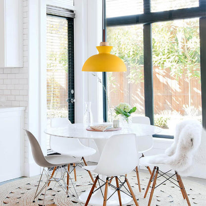 Modern Scandinavian Metal Dome Pendant Light – Adjustable 200 cm Cord Hanging Lamp in 9 Colors for Kitchen Island & Bar