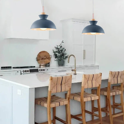 Modern Scandinavian Metal Dome Pendant Light – Adjustable 200 cm Cord Hanging Lamp in 9 Colors for Kitchen Island & Bar