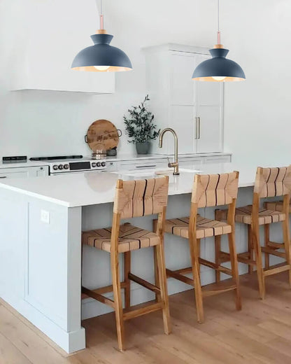 Modern Scandinavian Metal Dome Pendant Light – Adjustable 200 cm Cord Hanging Lamp in 9 Colors for Kitchen Island & Bar