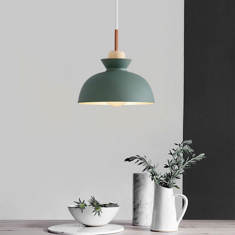Modern Scandinavian Metal Dome Pendant Light – Adjustable 200 cm Cord Hanging Lamp in 9 Colors for Kitchen Island & Bar