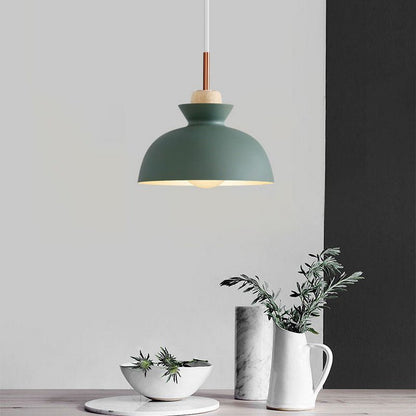 Modern Scandinavian Metal Dome Pendant Light – Adjustable 200 cm Cord Hanging Lamp in 9 Colors for Kitchen Island & Bar