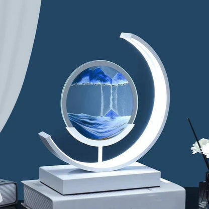 Sandlight Rotating Quicksand Art LED Table Lamp – 3D Moving Sand Picture Night Light, Relaxing Desk Decor