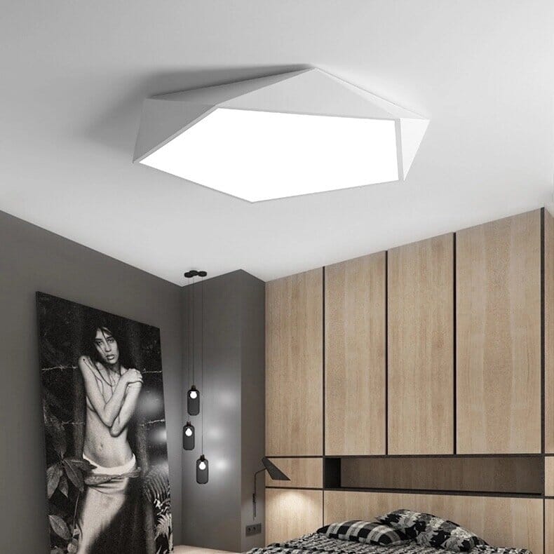 Skydor Modern Geometric LED Ceiling Light – Polygon Flush Mount Fixture 18W to 48W, 6 Colors for Living Room & Kitchen