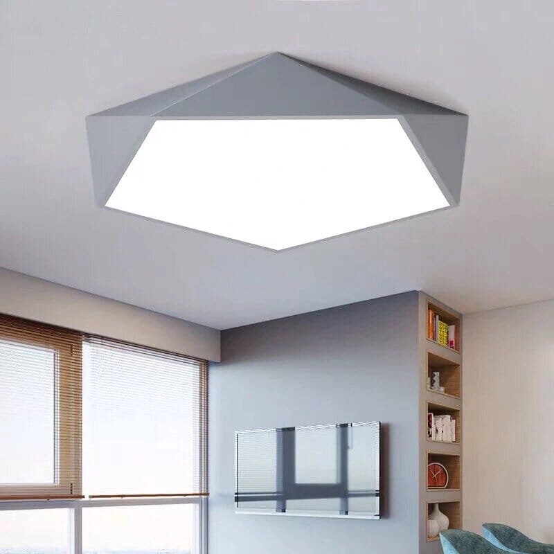 Skydor Modern Geometric LED Ceiling Light – Polygon Flush Mount Fixture 18W to 48W, 6 Colors for Living Room & Kitchen