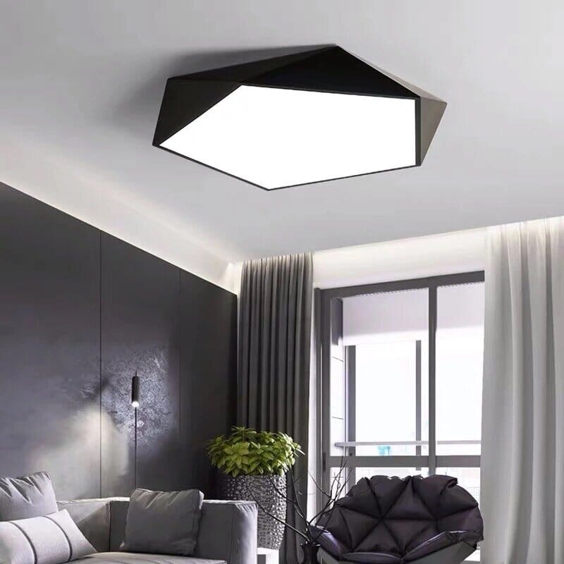 Skydor Modern Geometric LED Ceiling Light – Polygon Flush Mount Fixture 18W to 48W, 6 Colors for Living Room & Kitchen