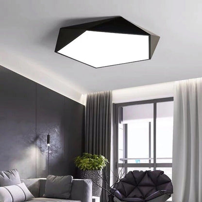 Skydor Modern Geometric LED Ceiling Light – Polygon Flush Mount Fixture 18W to 48W, 6 Colors for Living Room & Kitchen