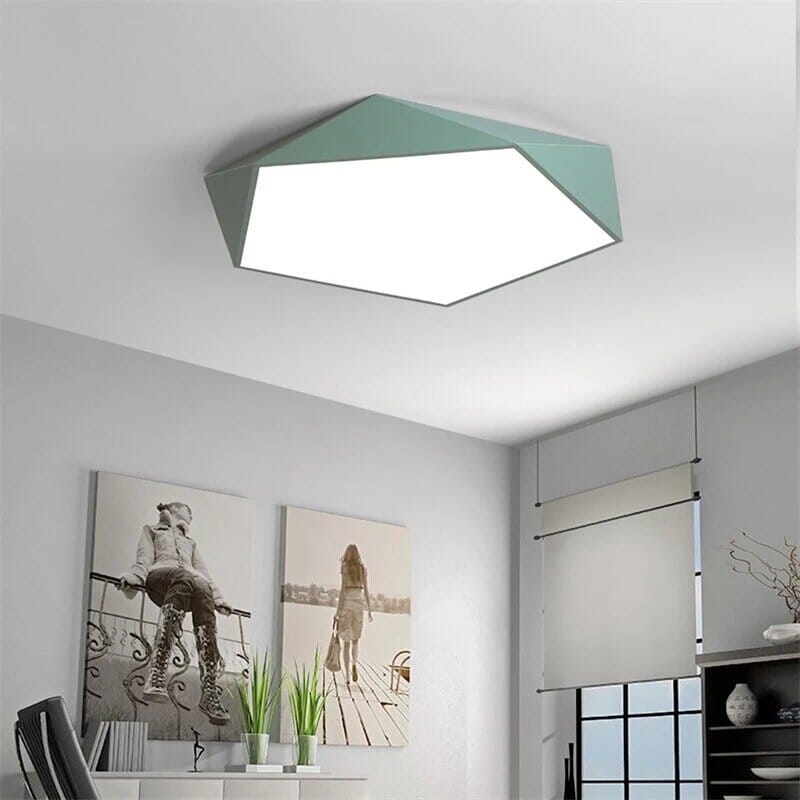 Skydor Modern Geometric LED Ceiling Light – Polygon Flush Mount Fixture 18W to 48W, 6 Colors for Living Room & Kitchen