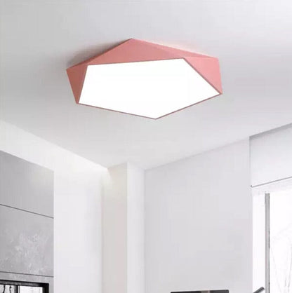 Skydor Modern Geometric LED Ceiling Light – Polygon Flush Mount Fixture 18W to 48W, 6 Colors for Living Room & Kitchen