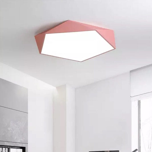 Skydor Modern Geometric LED Ceiling Light – Polygon Flush Mount Fixture 18W to 48W, 6 Colors for Living Room & Kitchen
